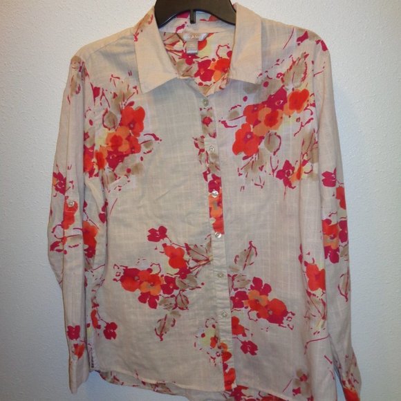 White Stag Women's Button Front Long Sleeve Top Size L Large - Picture 1 of 9